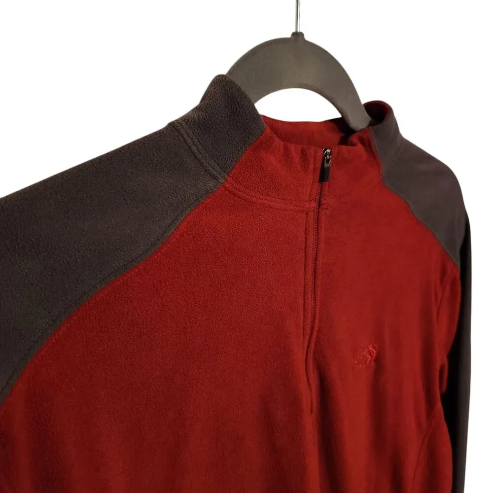 The North Face 1/4 Zip Fleece Top Lightweight Red w/ Gray Mens Size Medium